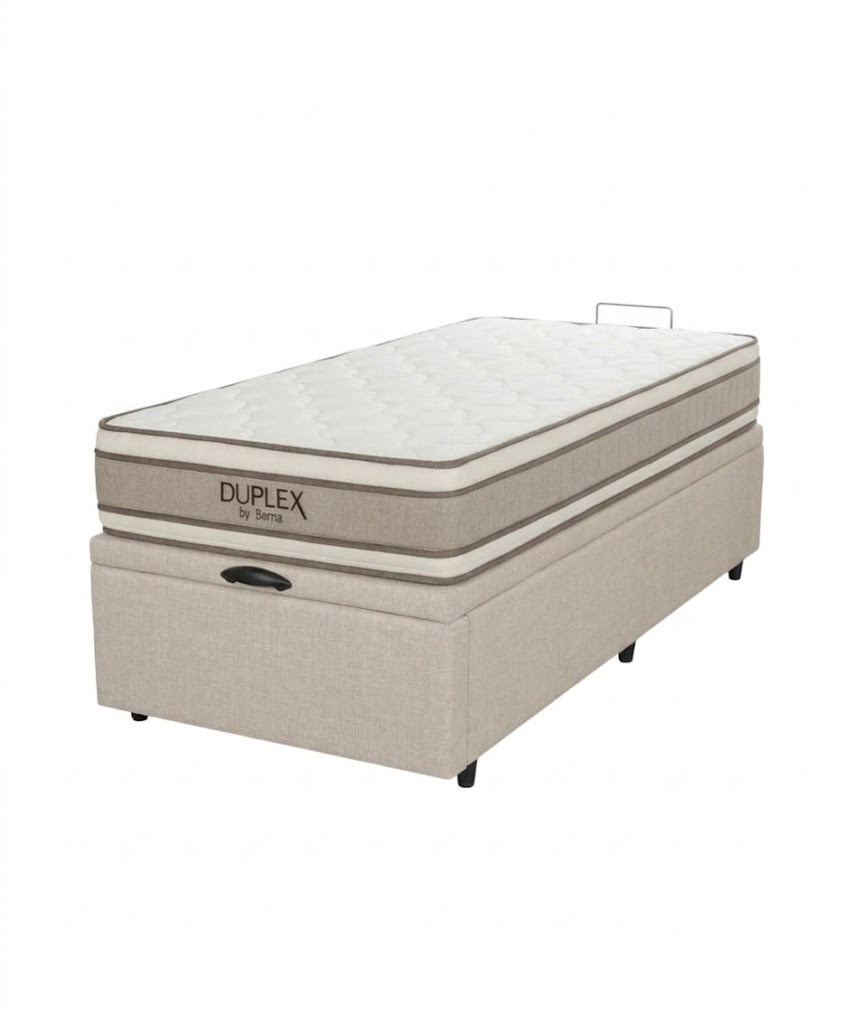 Colchón Duplex Espuma + Box Baúl Brisa Beige – 1 Plaza