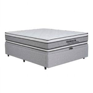 Colchón Valencia Espuma  + Box Baúl Leggo Gris – 1 Plaza y Media