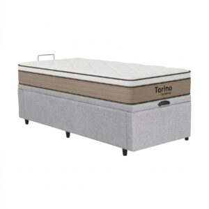 Colchón Torino Espuma + Box Baúl Leggo Gris – 1 Plaza