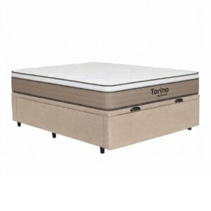 PREVENTA Colchón Torino Espuma + Box Baúl Brisa Beige – 2 Plazas