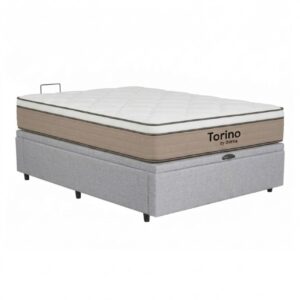 Colchón Torino Espuma + Box Baúl Leggo Gris – 1 Plaza Y Media