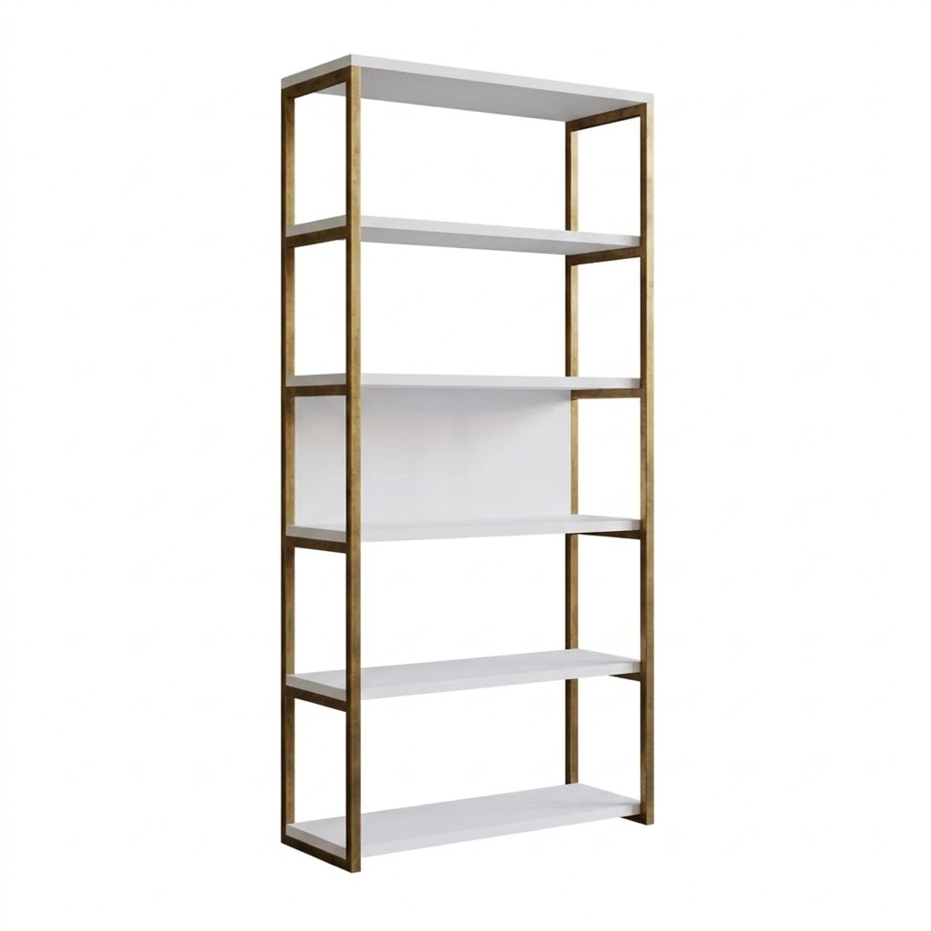 PREVENTA - Estantería Oxford – Blanca/ Dorado 190x90cm