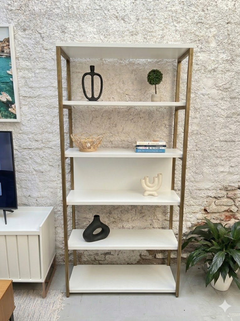 PREVENTA - Estantería Oxford – Blanca/ Dorado 190x90cm - Imagen 2