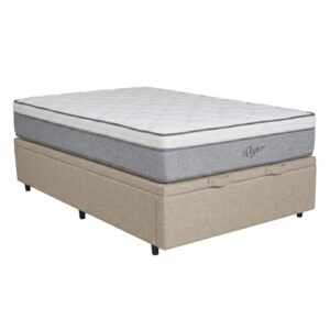 PREVENTA Conjunto Colchón resortes Roger + Box Baúl Brisa Beige (PLAZA Y MEDIA)