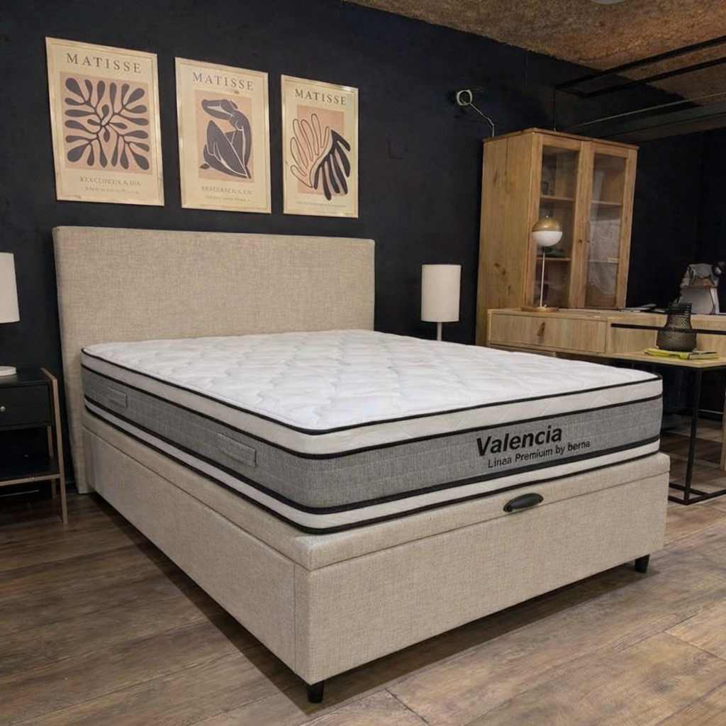 PREVENTA Colchón Valencia Espuma + Box Baúl Brisa Beige – 2 Plazas - Imagen 2