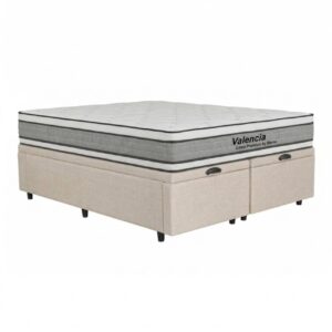 Colchón Valencia Espuma + Box Baul Brisa Beige – King