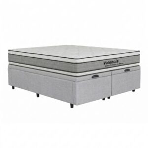 Colchón Valencia Espuma + Box Baul Brisa Gris – King