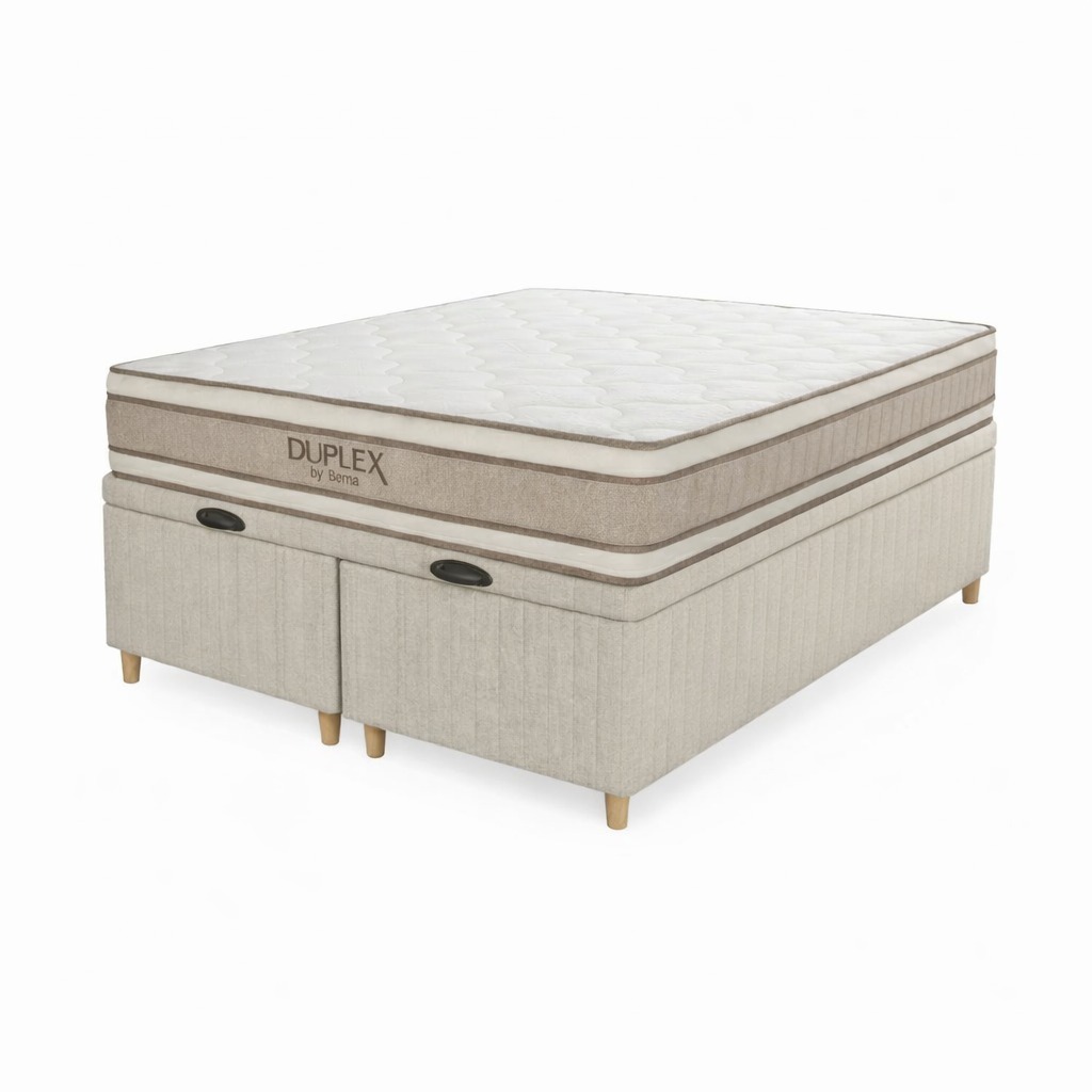 PREVENTA Colchón DUPLEX + Box Baúl Brisa - Beige QUEEN