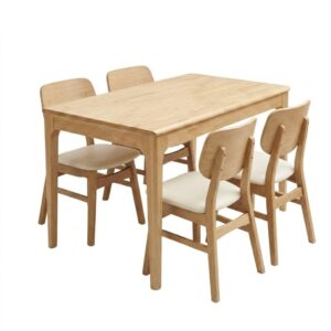 Juego de comedor Mesa Boston 120 cm+ 4 Silla Arcaida – Natural