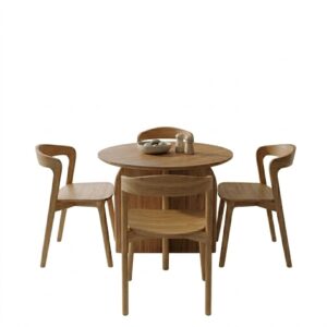 Juego de comedor - Mesa de Comedor Arco 100cm – Olmo + 4 Silla De Comedor Berta Teca