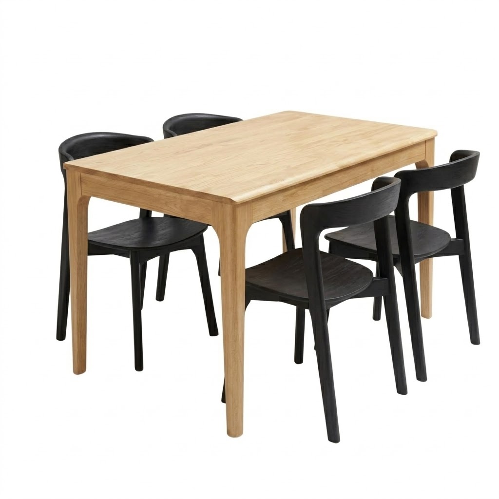 Juego de comedor Mesa 120 cm – Boston + 4 Silla De Comedor Berta Negra