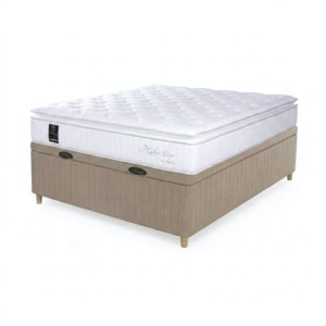 Box Baul Brisa Beige + Colchón Resortes Nube Top – 2 Plazas