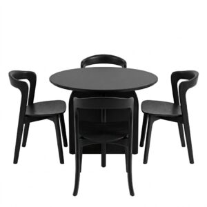 Juego de Comedor - Mesa de Comedor Arco 100cm + 4 Silla De Comedor Berta Negra