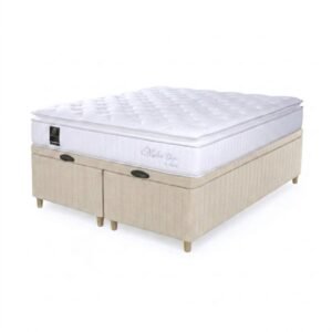 Box Baul Brisa Beige + Colchón Resortes Nube Top – King