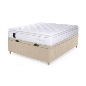 Box Baul Brisa Beige + Colchón Resortes Nube Top – 2 Plazas