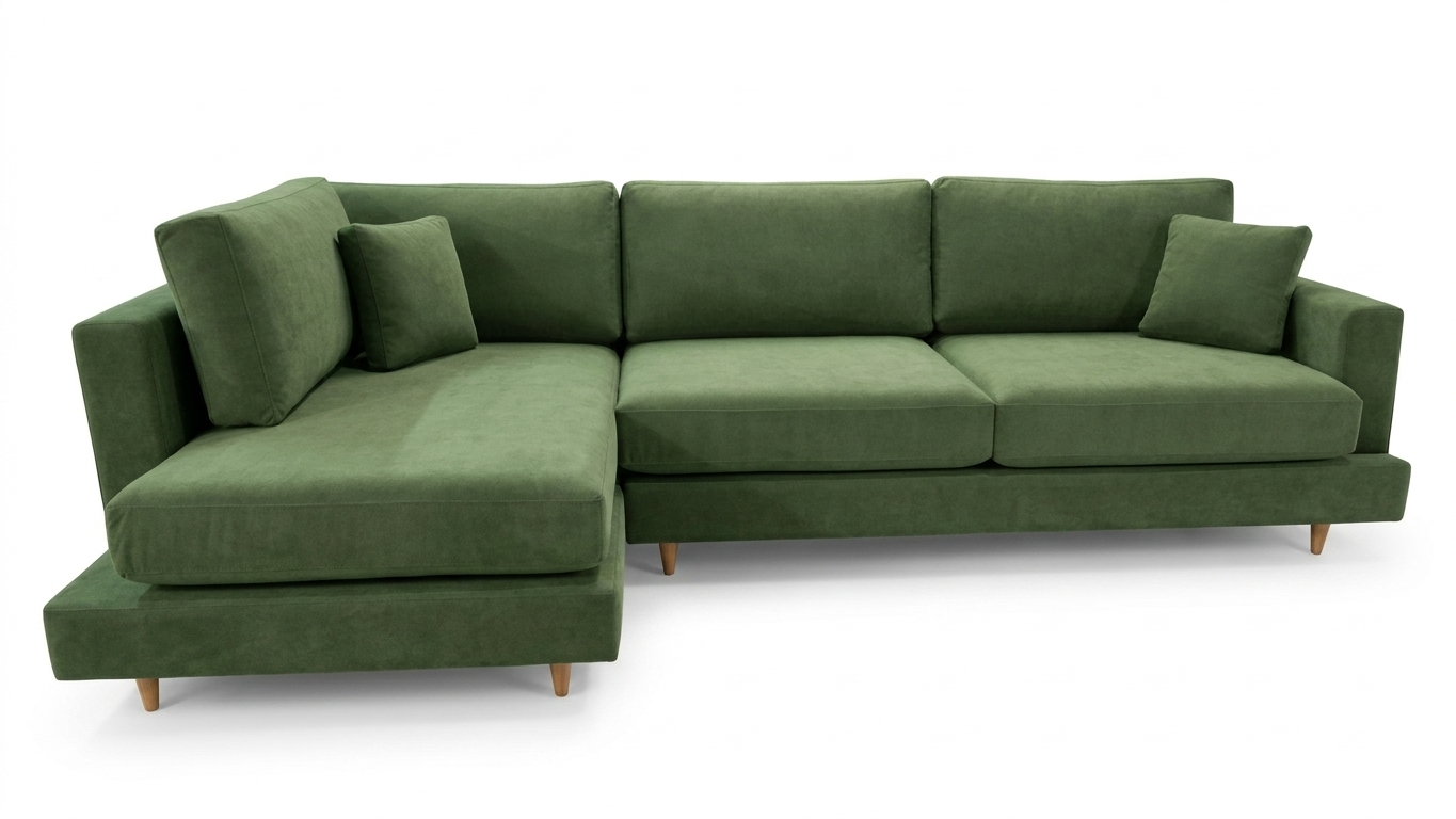 Sofa con Chaise Dublin 5 Cuerpos (300 cm) EASY CLEAN – Verde Opaco