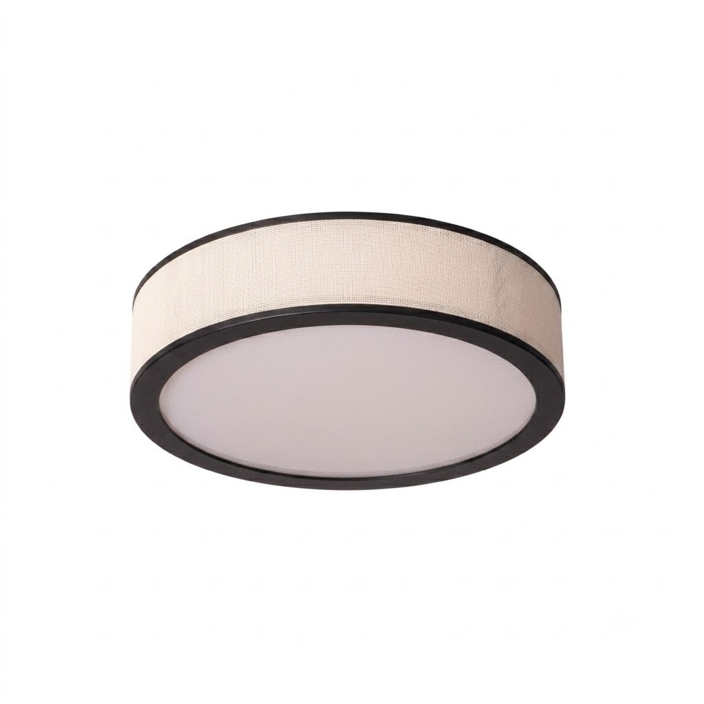 Plafón Luminaria de Techo Apollo - Natural con Esterilla - Negro