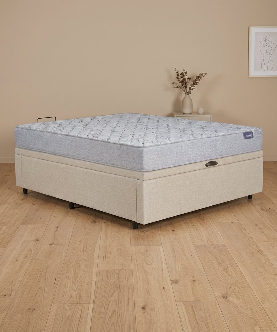 Box Baúl Leggo – Beige  + Colchón 110 Linea Dorada Espuma – 1 plaza y media