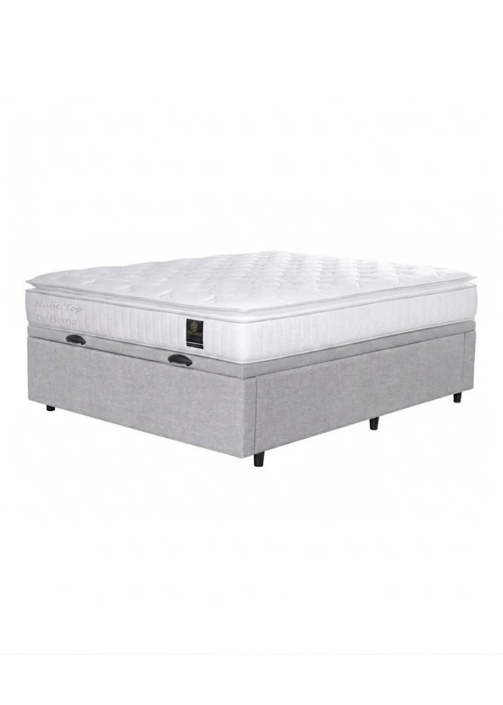 Colchón Resortes NUBE TOP - Box Baúl Leggo Gris - 2 palzas