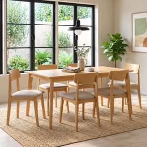 Juego de Comedor Marruecos Mesa Rectangular 150cm + 6 Sillas