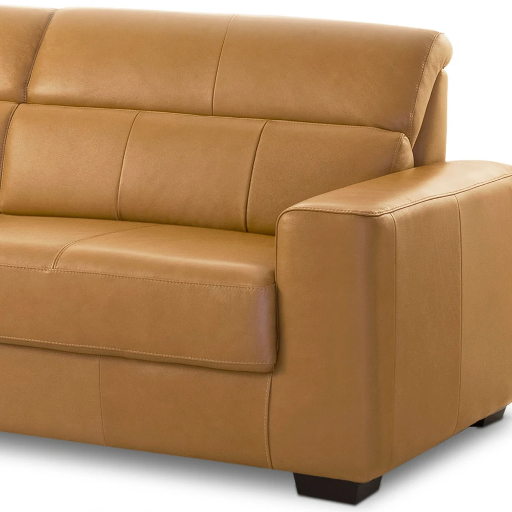 Sofá Sillon 100% cuero 3 Cuerpos Camel Sublime - Imagen 2