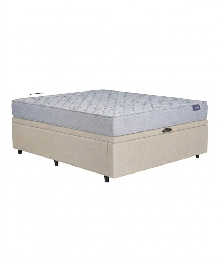 Box Baúl Leggo – Beige  + Colchón 110 Linea Dorada Espuma – 1 plaza y media