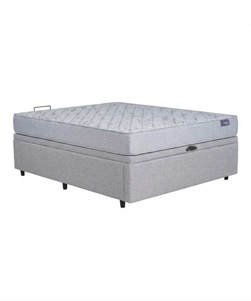 Box Baúl  Leggo – Gris + Colchón 110 Linea Dorada Espuma – 1 plaza y media