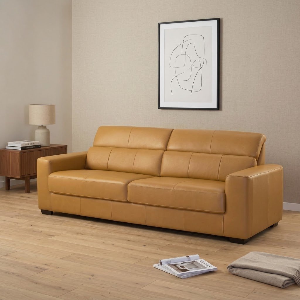 Sofá Sillon 100% cuero 3 Cuerpos Camel Sublime