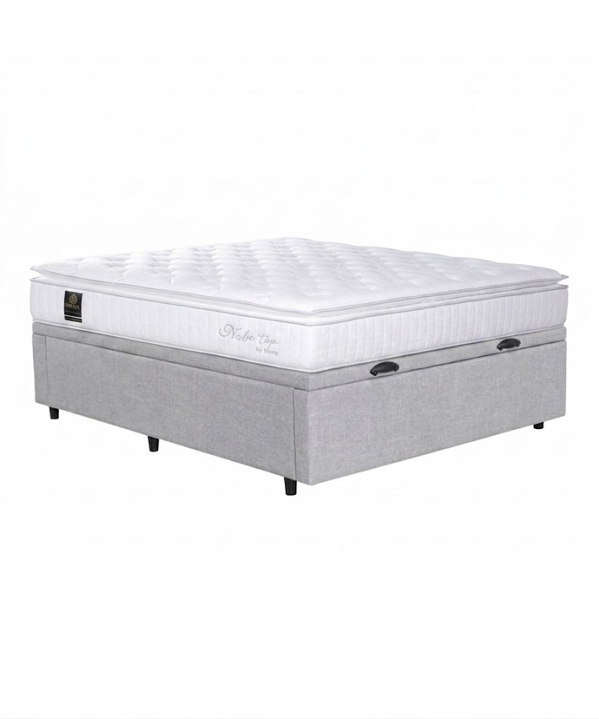 Colchón Resortes NUBE TOP - Box Baúl Leggo Gris - 2 palzas