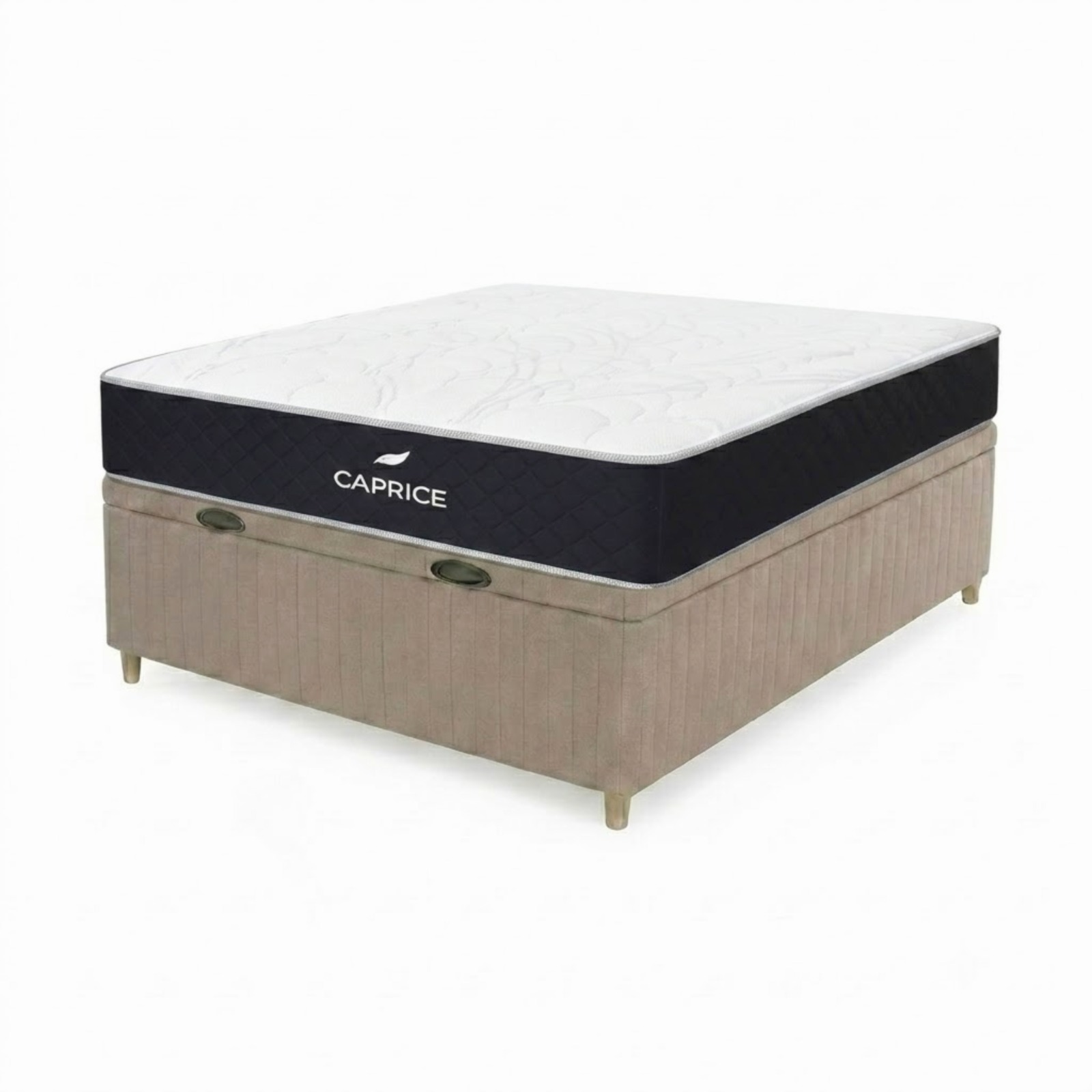 Colchón Caprice Espuma + Box Baul Brisa Beige – 2 Plazas