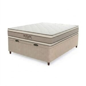 Colchón Duplex Espuma + Doble Pillow + Box Baul Brisa Beige – 2 Plazas