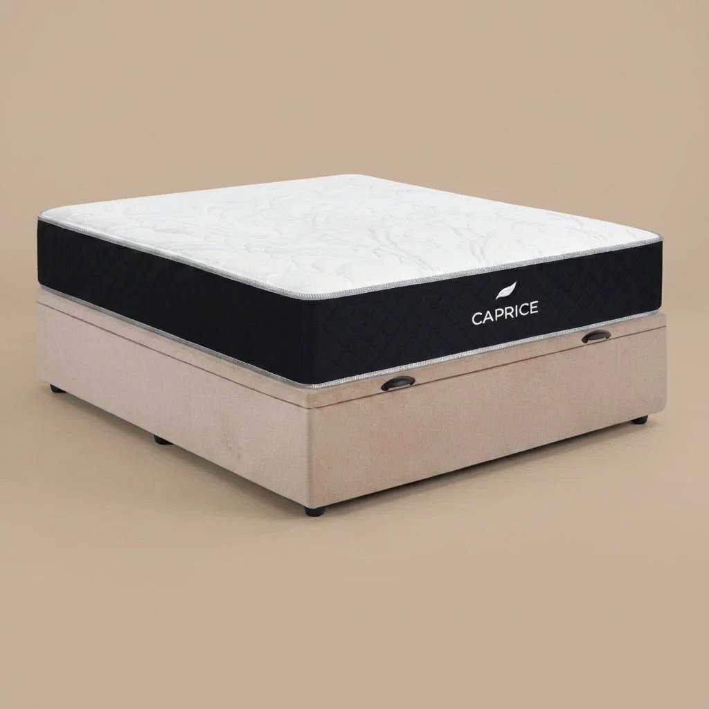 Colchón Caprice Espuma + Box Baúl Nova Beige – 2 Plazas