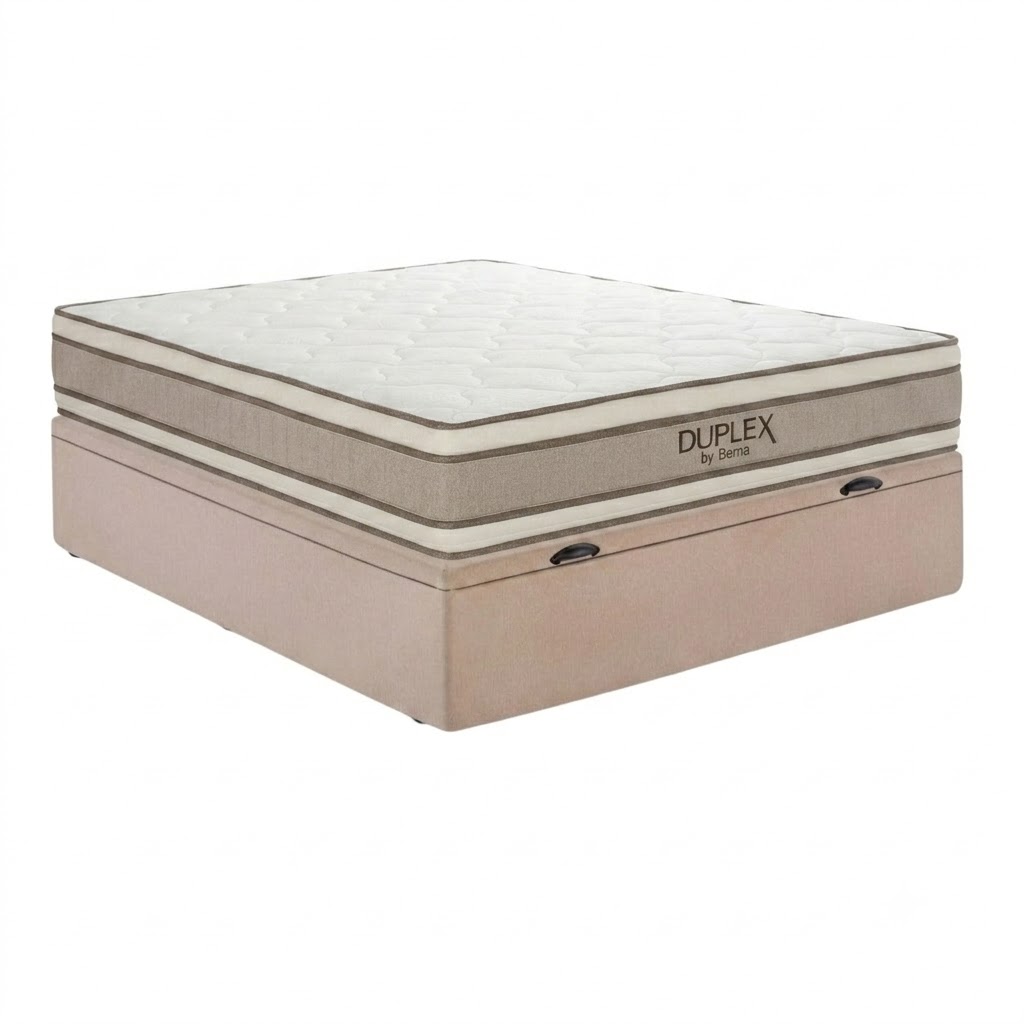 Colchón Duplex Espuma + Doble Pillow + Box Baúl Nova Beige – 2 Plazas