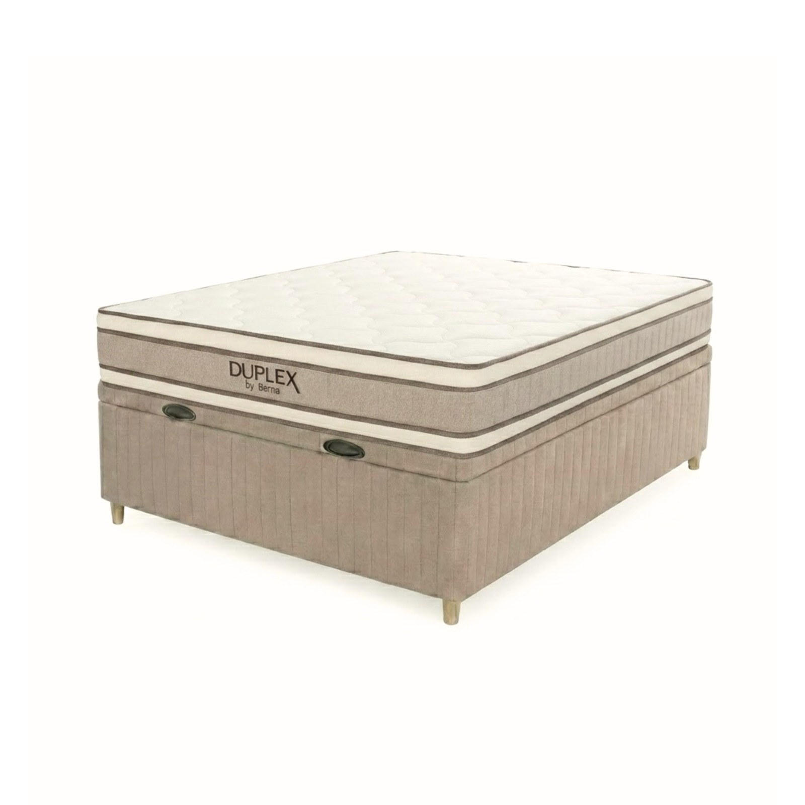 Colchón Duplex Espuma + Doble Pillow + Box Baul Brisa Beige – 2 Plazas