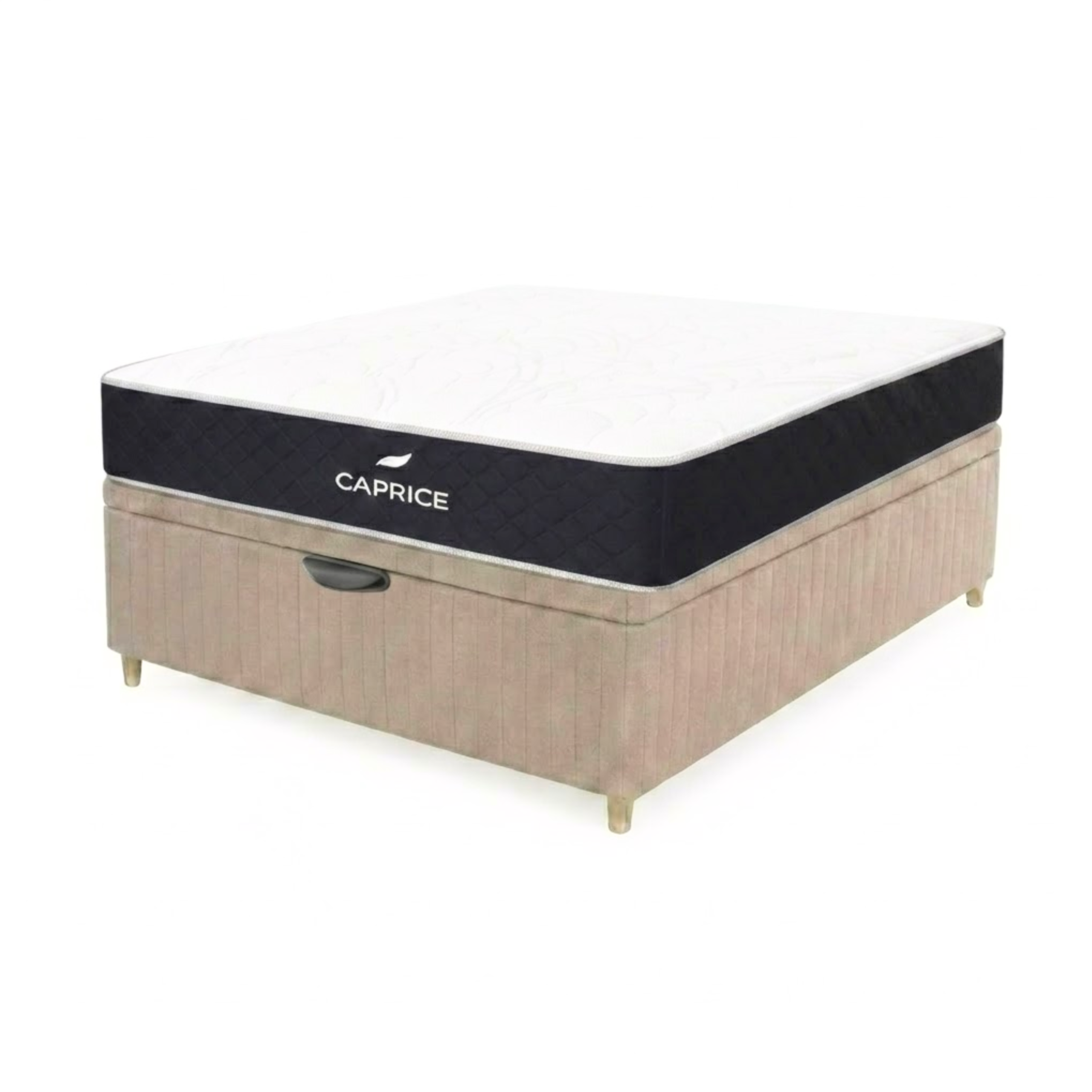 Colchón Caprice Espuma + Box Baul Brisa Beige – 2 Plazas