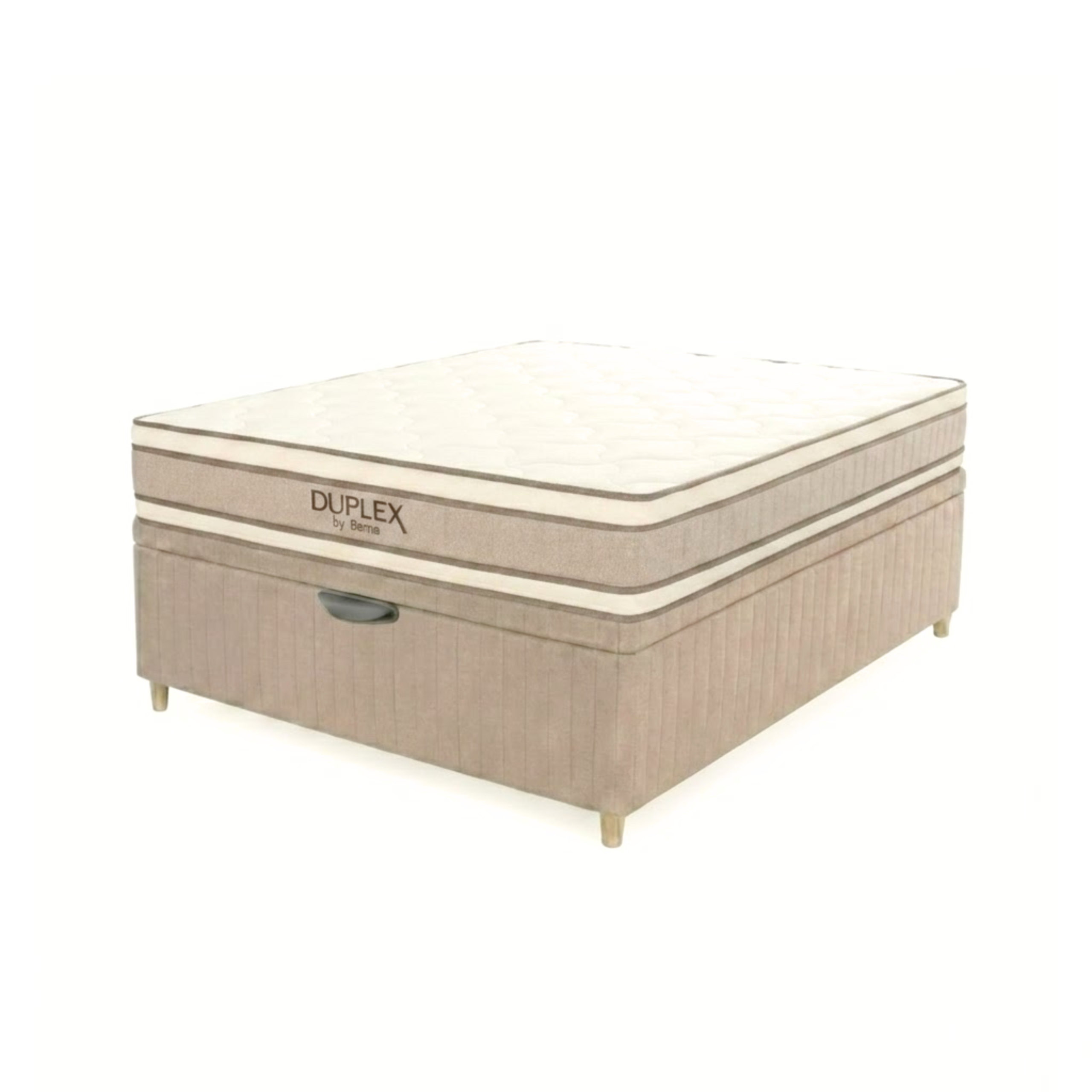 Colchón Duplex Espuma + Doble Pillow + Box Baul Brisa Beige – 2 Plazas