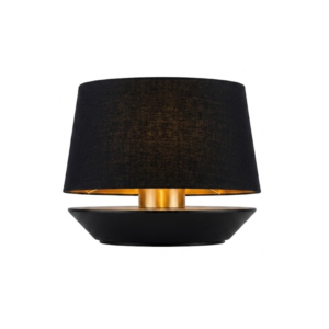 Lampara de Mesa Mini – Madera Negro / Lino Negro