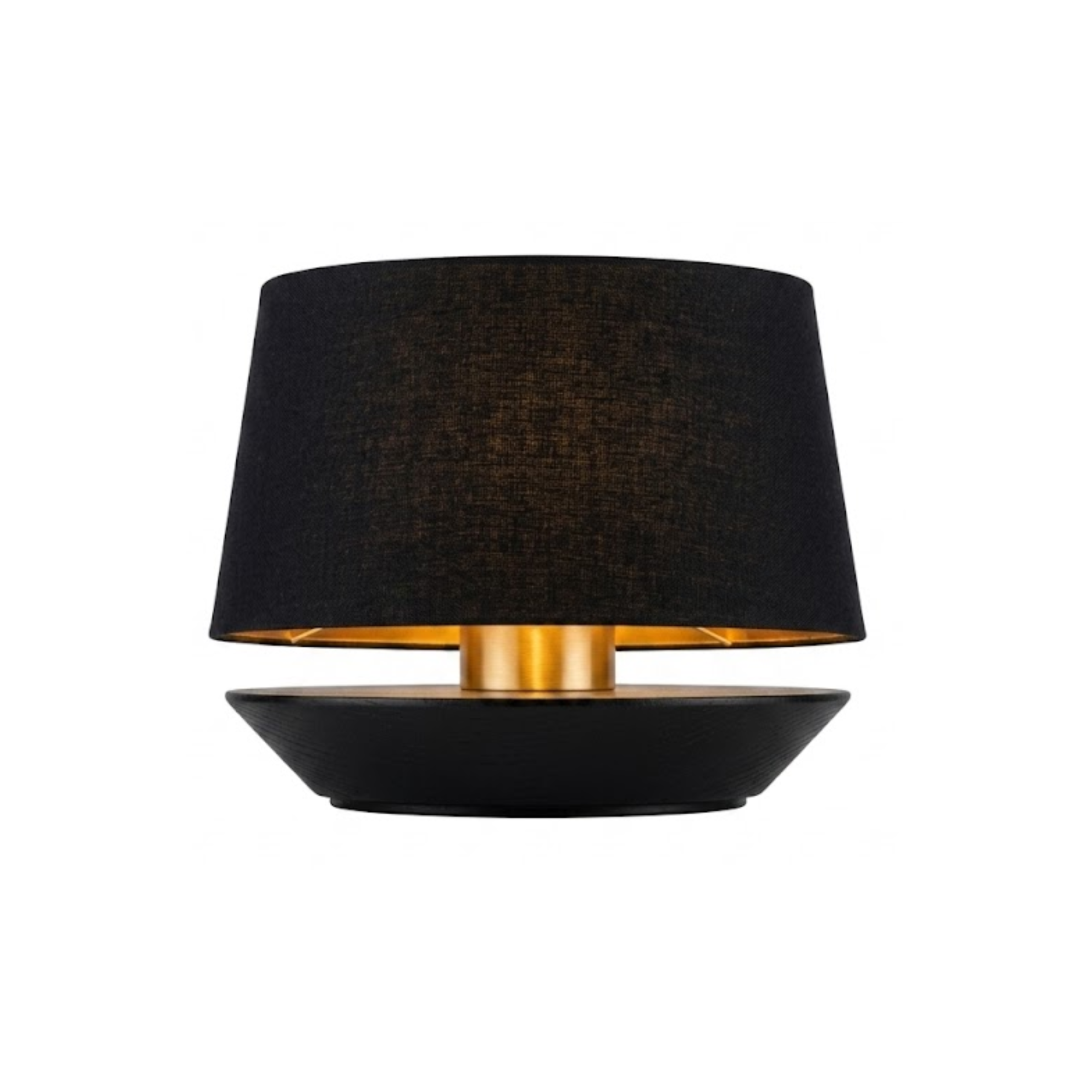Lampara de Mesa Mini – Madera Negro / Lino Negro