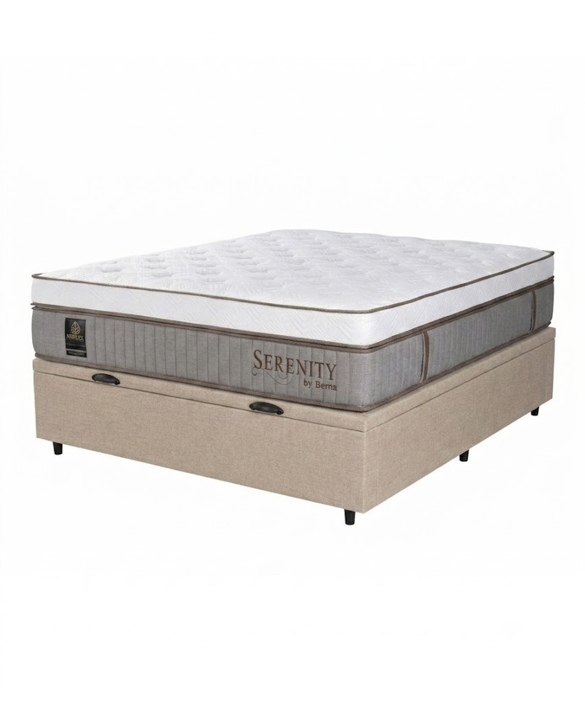 Colchón Resortes Serenity + Box Baúl Leggo  – 2 Plazas