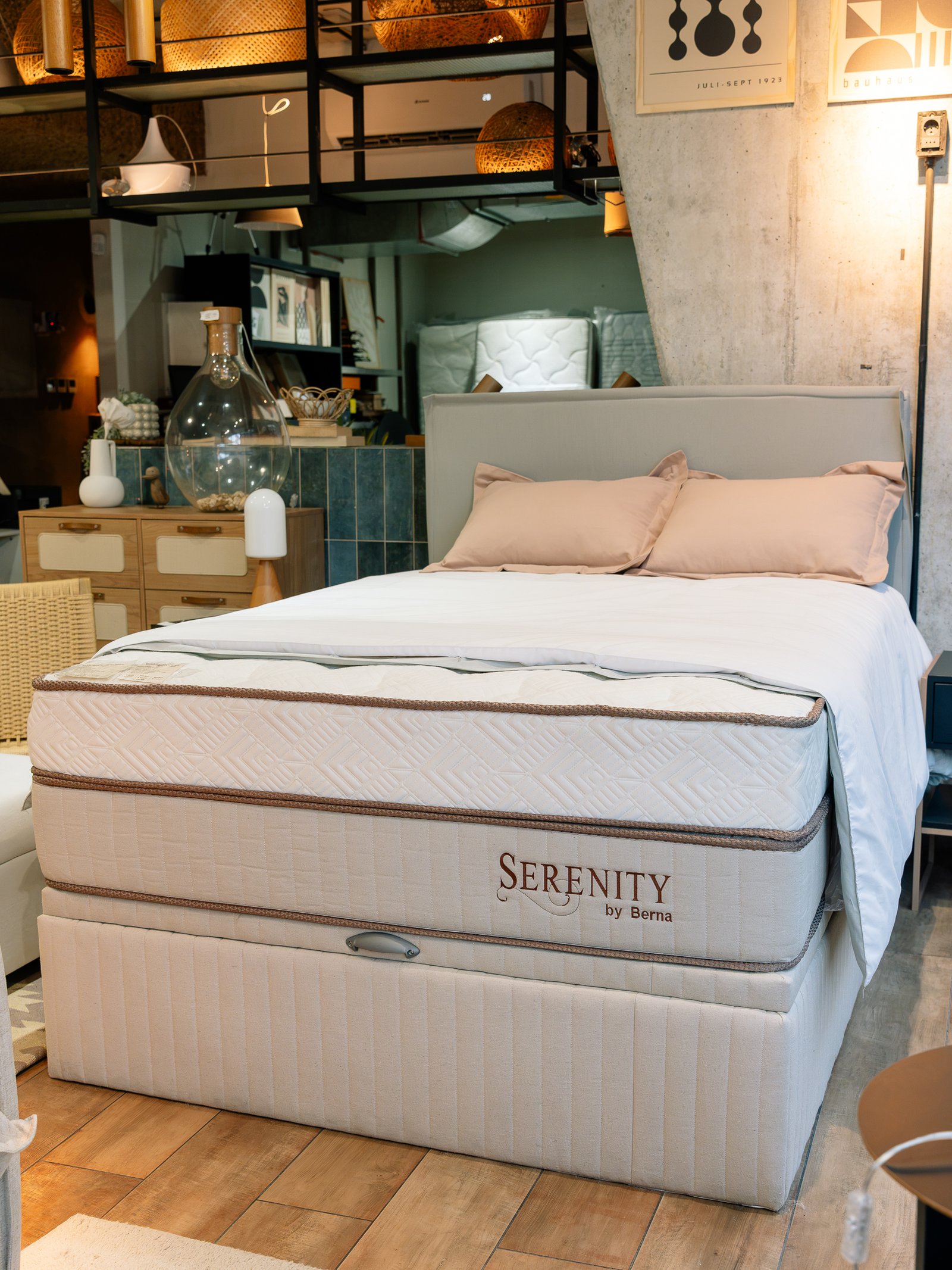 Box Baul Brisa Beige + Colchón Resortes Serenity – 2 Plazas - Imagen 3