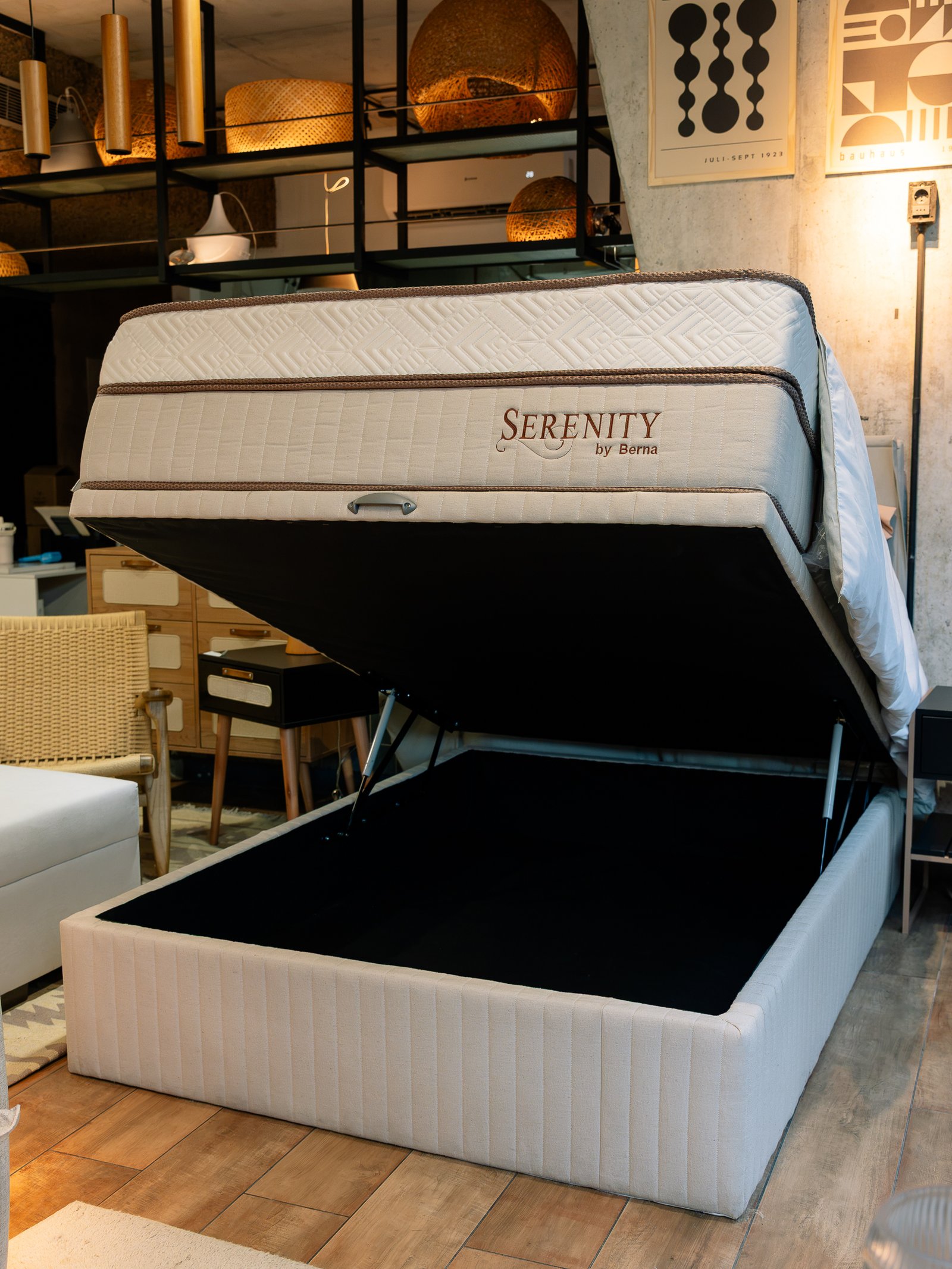 Box Baul Brisa Beige + Colchón Resortes Serenity – 2 Plazas - Imagen 2