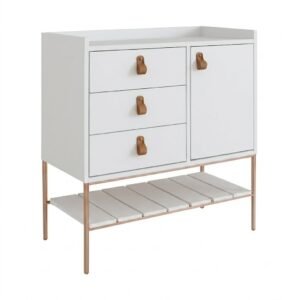 Comoda Multifuncional – Blanco / Dorado