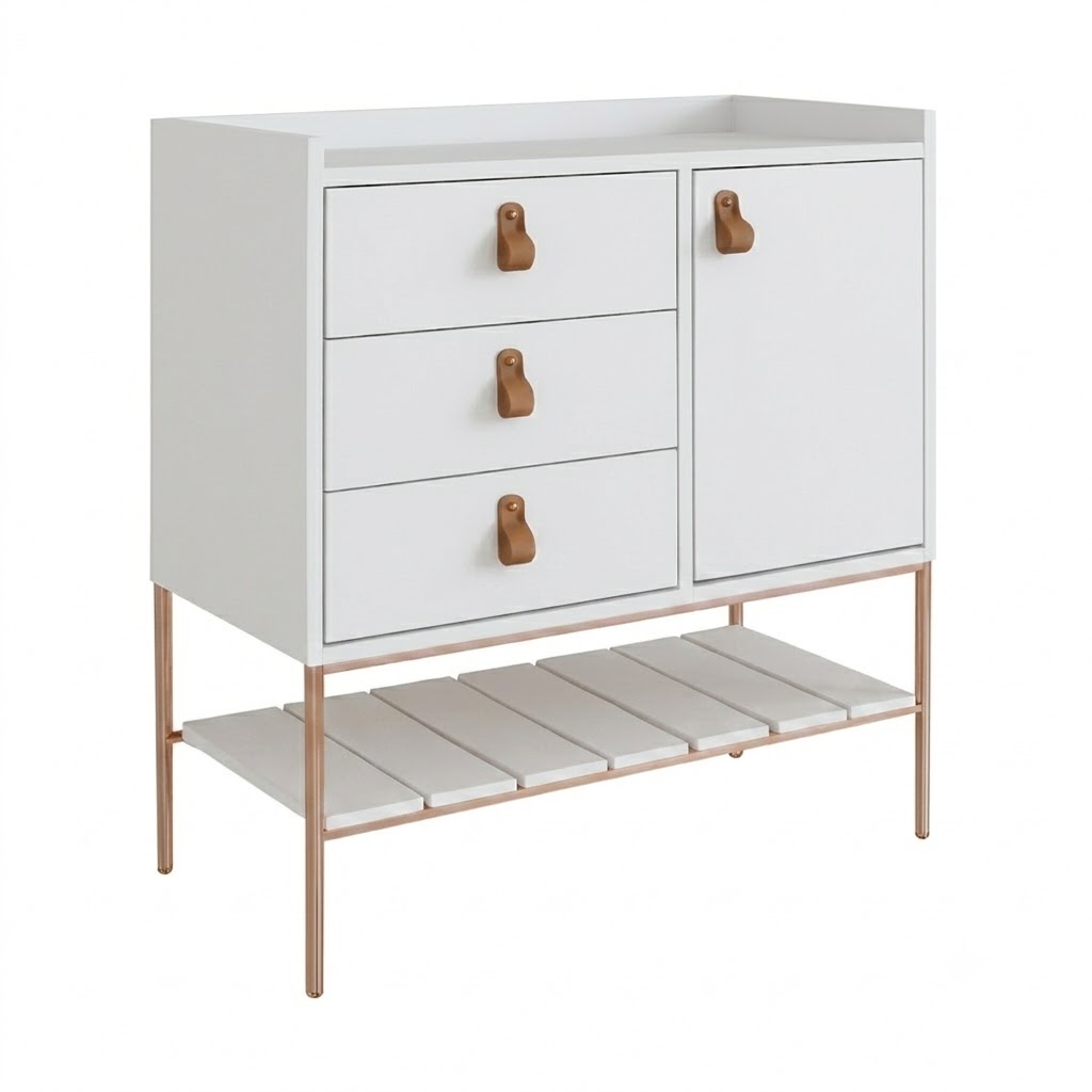 Comoda Multifuncional – Blanco / Dorado