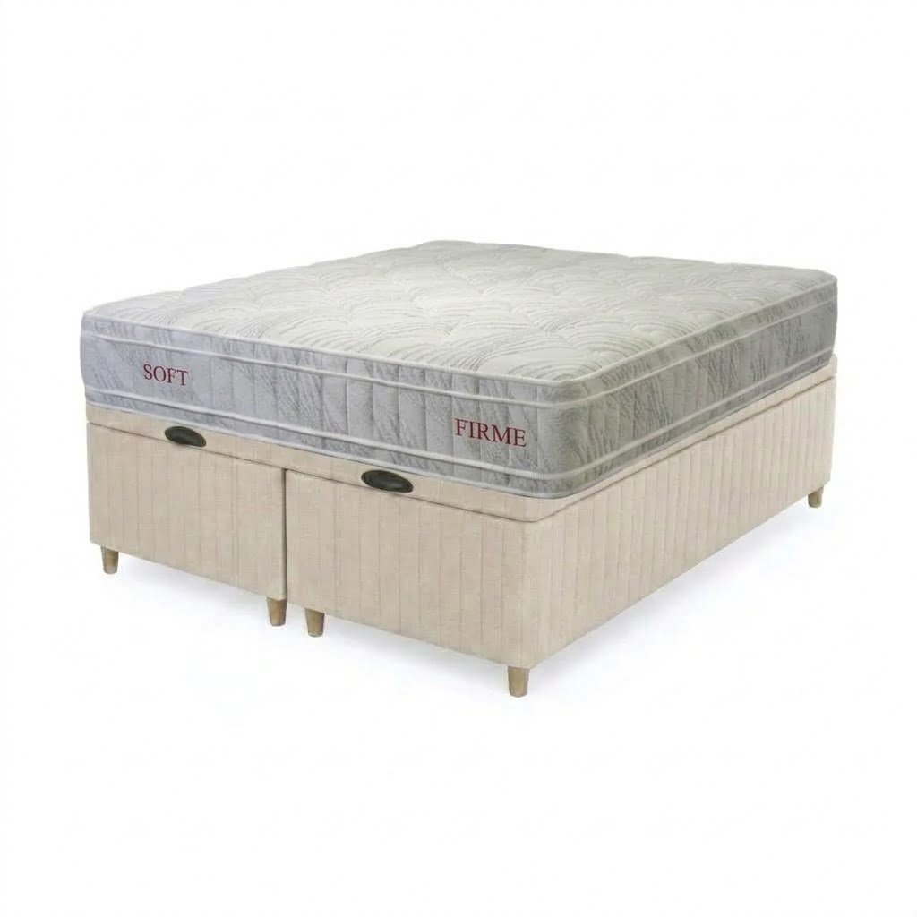 Colchón Dual Confort + Box Baul Brisa Beige – Queen