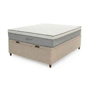 Colchón Roger Resortes Pocket + Pillow Firme + Box Baul Brisa Beige – 2 Plazas