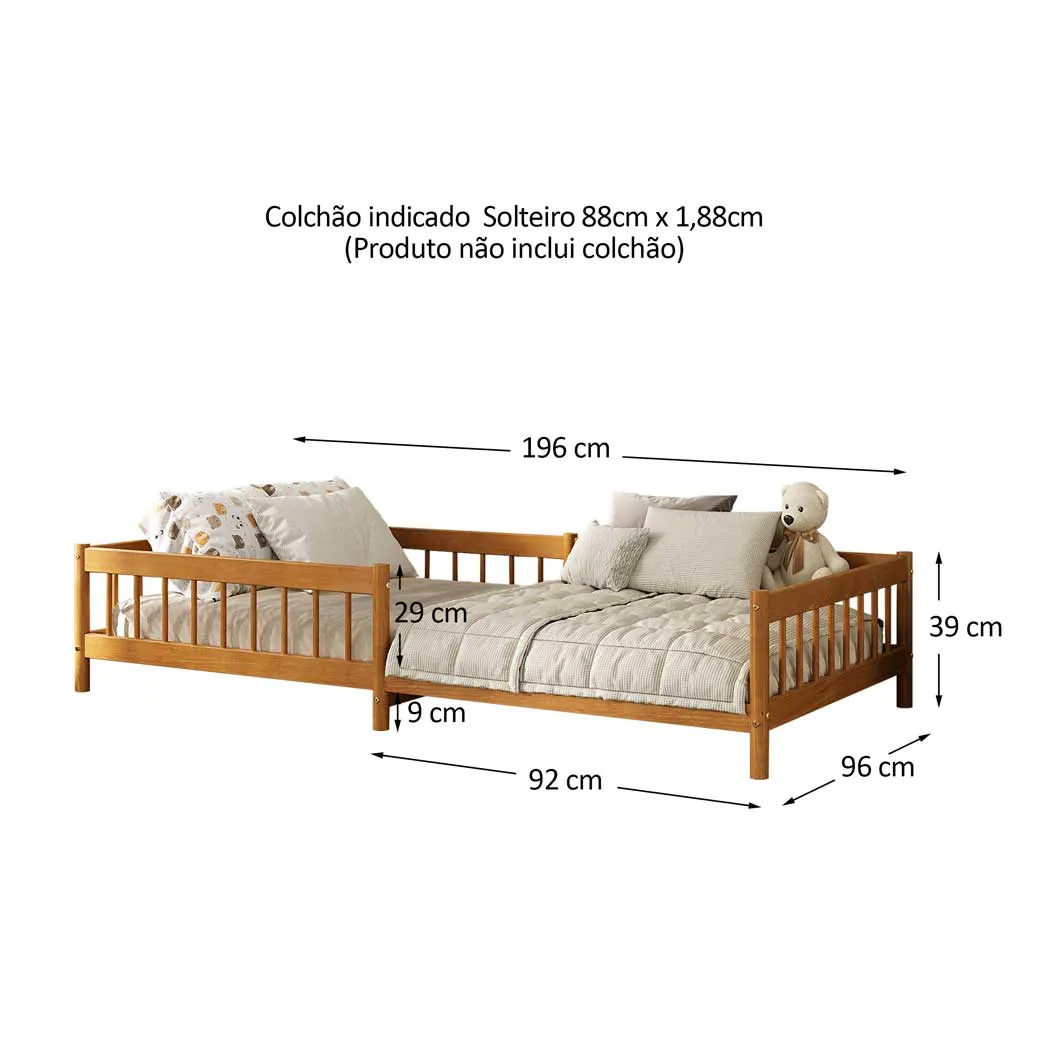 PREVENTA - Cama Montessori 90 X 190 Madera Maciza -  Dudy Caramel - Imagen 5
