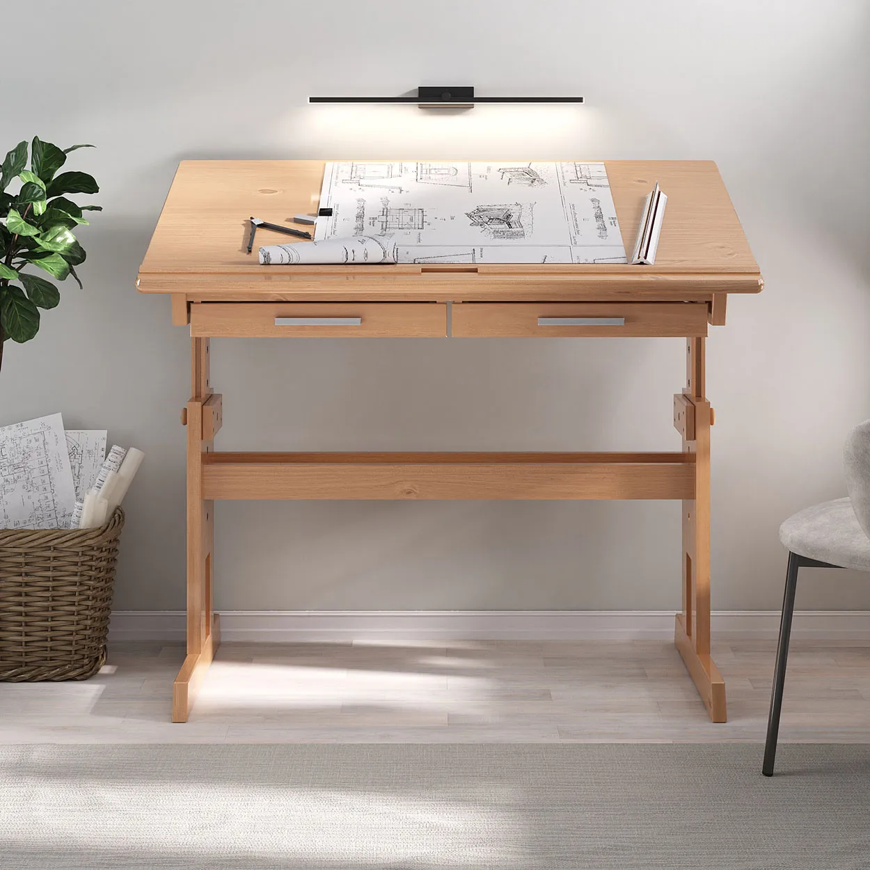 PREVENTA – Escritorio De Dibujo Olivia – Madera Maciza Freijo - Imagen 2