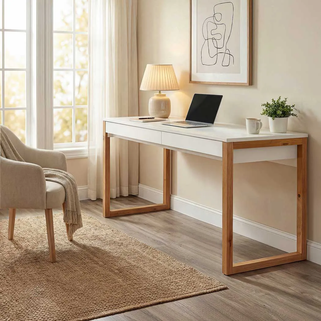PREVENTA – Escritorio Gordon 150 CM - Blanco/Freijo - Imagen 3