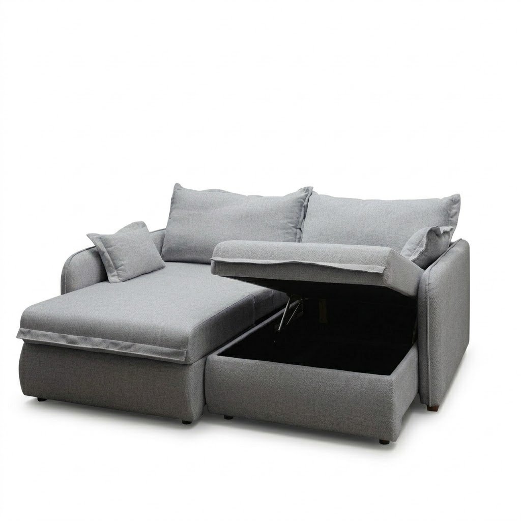 PREVENTA - Sofá Cama con Baúl Petrópolis 3 Cuerpos (210cm) EASY CLEAN – Gris Oscuro