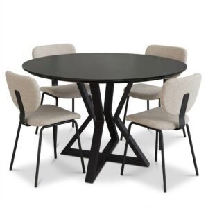 Juego de Comedor Mesa de Comedor Circular Louvre + Silla de Comedor – Hibisco